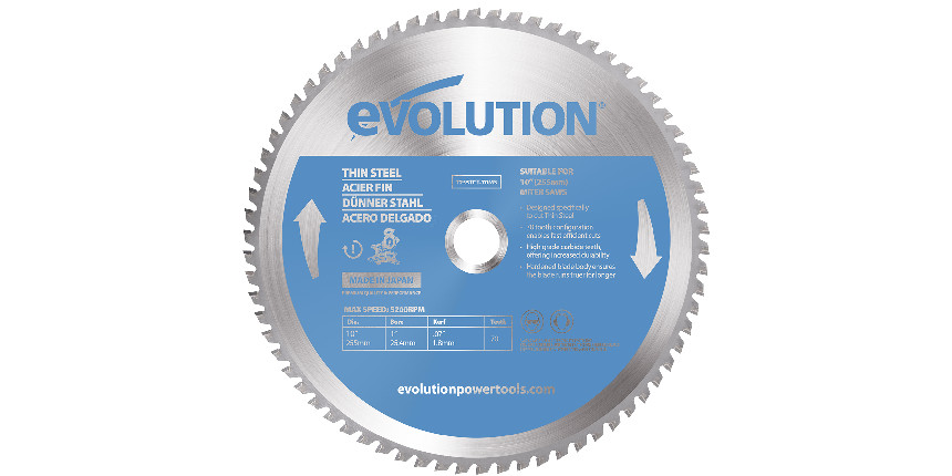 Piła widiowa Evolution TCT do cięcia cienkiej stali 255mm / 70z do pił ukośnych